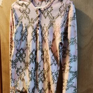 Cut Cute Pink and Green Patterned Long Sleeve Top